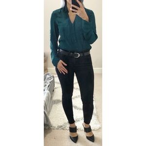 Express Dark Forest Green Portofino Shirt XS